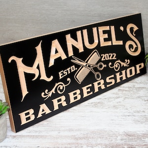 Custom Barber Shop Sign, Personalized Gift for Barbershops, Vintage Style Sign, Customizable Business Sign for Salons and Barber Shops BM-B