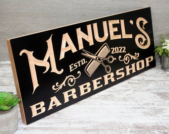 Custom Barber Shop Sign, Personalized Gift for Barbershops, Vintage Style Sign, Customizable Business Sign for Salons and Barber Shops BM-B