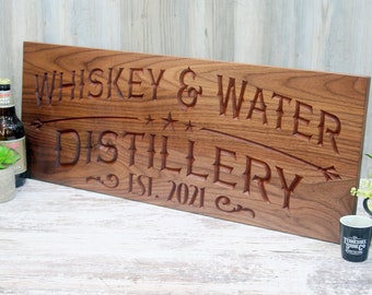 Gifts For Him Bar Plaque; Custom Carved Wooden Tavern Sign; Personalized Man Cave Decor; Handcrafted Rustic Pub Art; Dad Gift; CA2-W