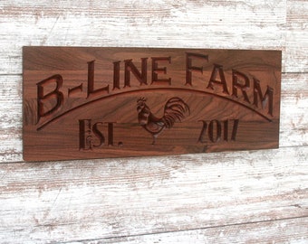 Housewarming Gift; Personalized Chicken Farmhouse Sign; Custom Family Farm Porch Plaque; Rooster Coop Decor; Rustic Country Wall Art; JR-W