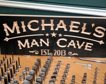 Custom Man Cave Sign Guy Cave Sign Little Man Cave Sign Carved Wooden Sign Man Cave Sign Garage Sign Benchmark Signs CA2-B