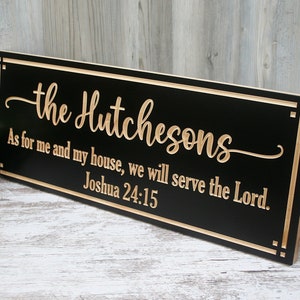 Personalized Family Name Sign Custom Wedding Gift As for me and my house we will serve the Lord Joshua 24:15 carved wood sign SM-B