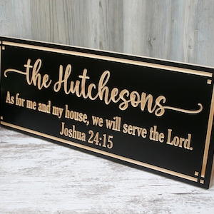Custom Wooden Sign With Joshua 24:15 Personalized Family Name Perfect Wedding Gift   As For Me And My House We Shall Serve The Lord; SM9-B