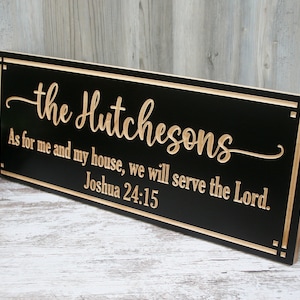 Personalized Family Name Sign Custom Wedding Gift As for me and my house we will serve the Lord Joshua 24:15 carved wood sign SM-B