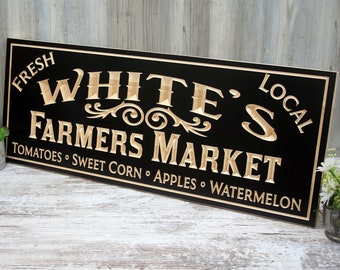 Handcrafted Rustic Farmers Market Sign; Custom Wooden Business Sign for Garden Markets; Vintage Farm Stand Decor, FR-B