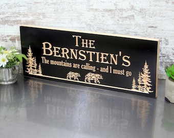 Personalized Cabin Gift; Rustic Bear Campsite Sign; Custom Lake House Lodge Decor; Carved Outdoor Family Plaque; Woodland Name Art; TB-B