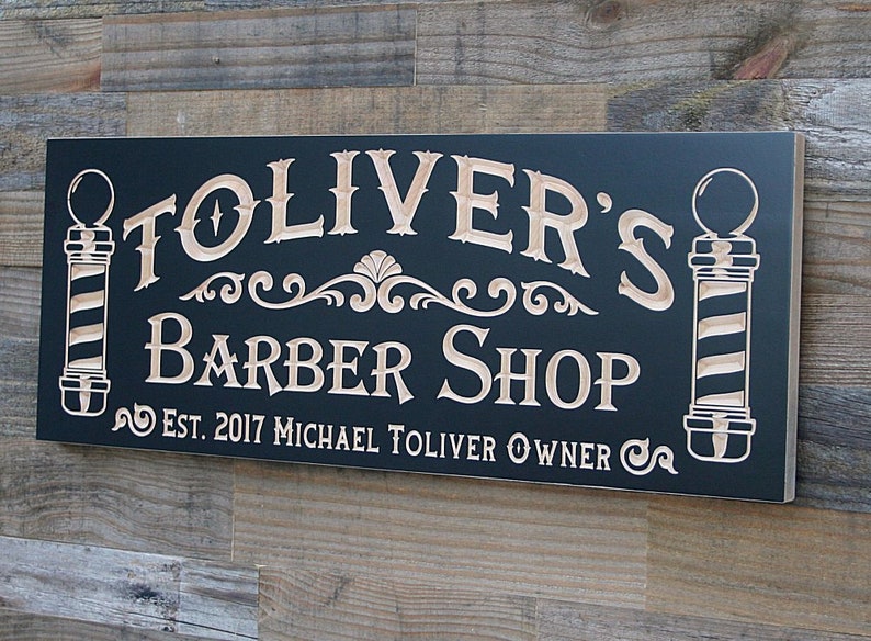Barber Shop Sign Barber Gifts Custom Business Sign Etsy