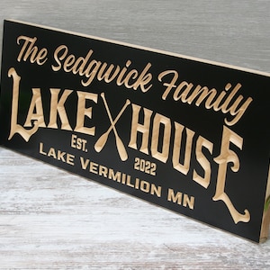 Lake House Decor Custom Lake House Signs With Boat Oars Custom Wood Sign Cabin Sign Last Name Sign Personalized Lake Life Sign LK-B