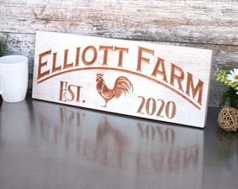 Farmhouse Gift; Personalized Hen Kitchen Sign; Custom Farm Fresh Eggs Plaque; Family Name Country Decor; Rustic Chicken Wall Art; JR-K