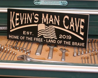 Veteran Retirement Gift; Personalized American Flag Sign; Carved Wooden Patriotic Decor; Military Man Cave Navy Army Marines; UM-B