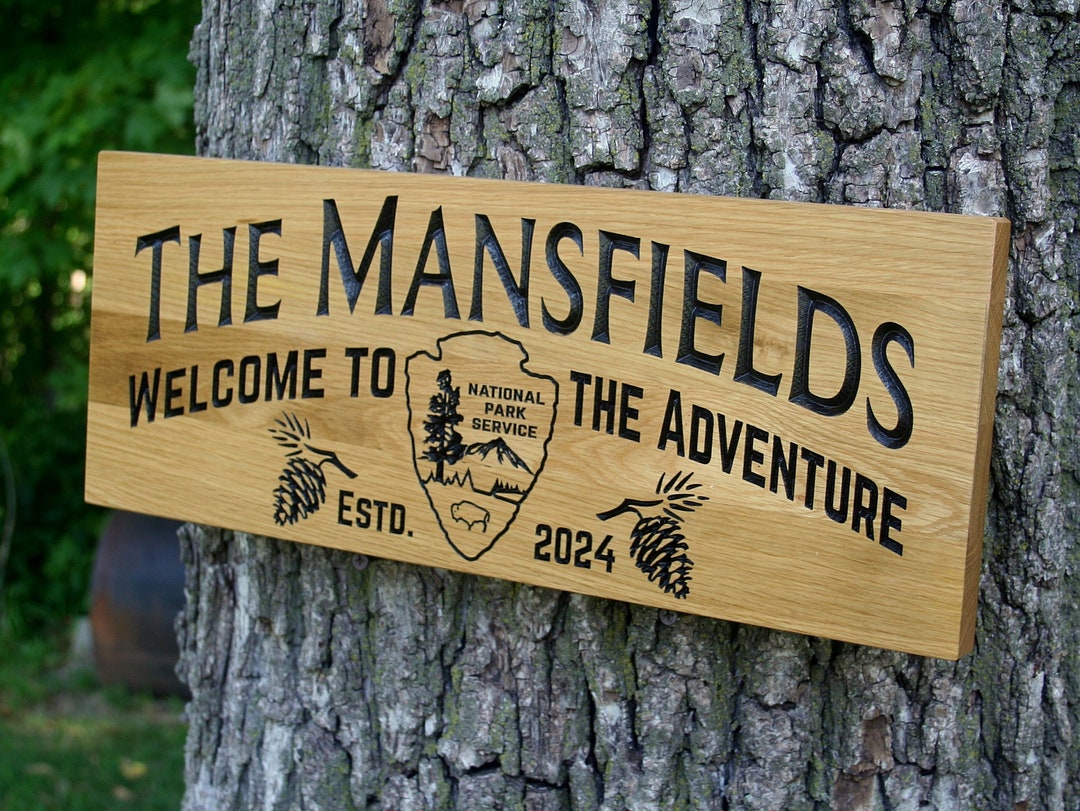 Outdoor Signs Wooden Carved Cabin Sign Pine Trees Custom Wood Sign ...