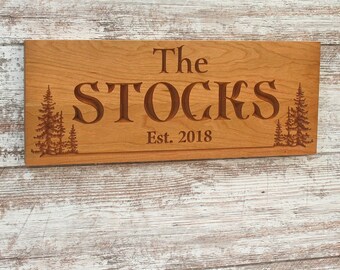 Housewarming Gift; Personalized Campground Sign; Custom Cabin Lake Map Plaque; Established Family Decor; Rustic Forest Wall Art; TL2-C