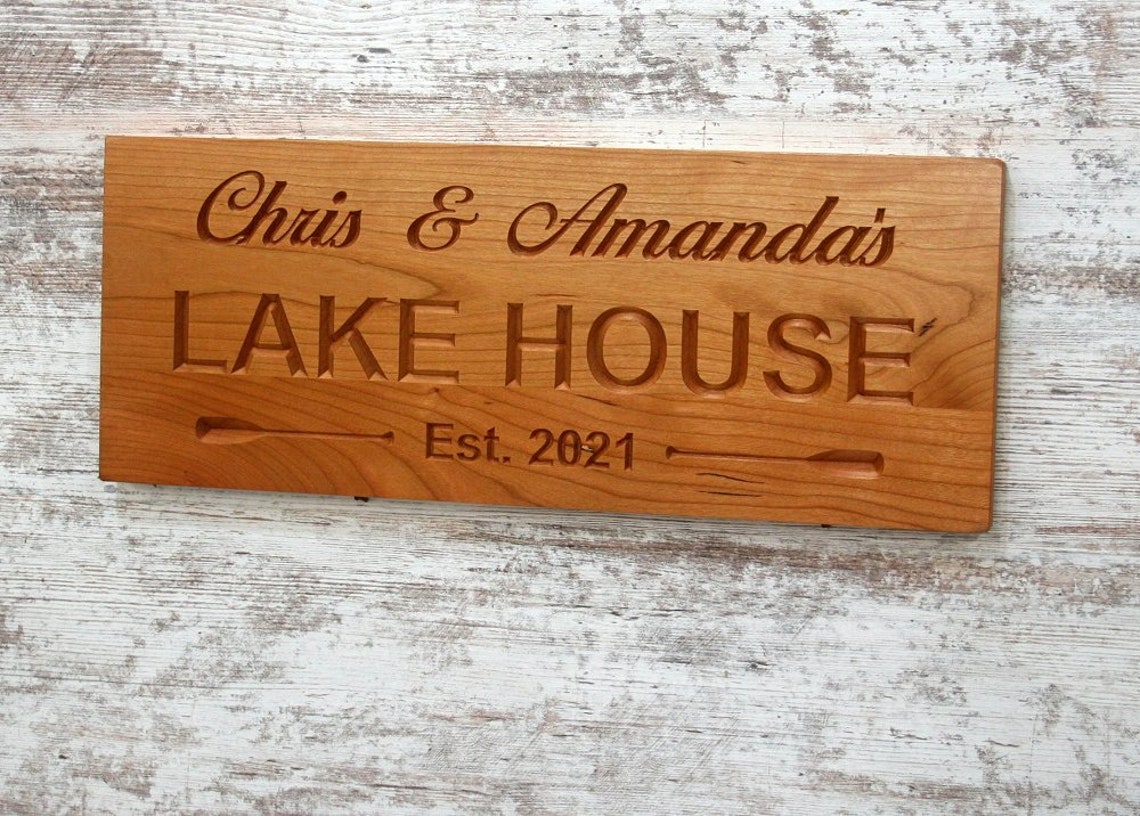 Cabin Sign Sign for Lake House Personalized Sign Carved Signs Etsy