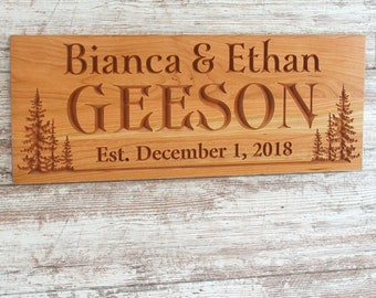 Cabin Sign Family Name Sign Lake House Sign Welcome To The Lake Sign Carved Wooden Sign Benchmark Custom Signs, TL-C