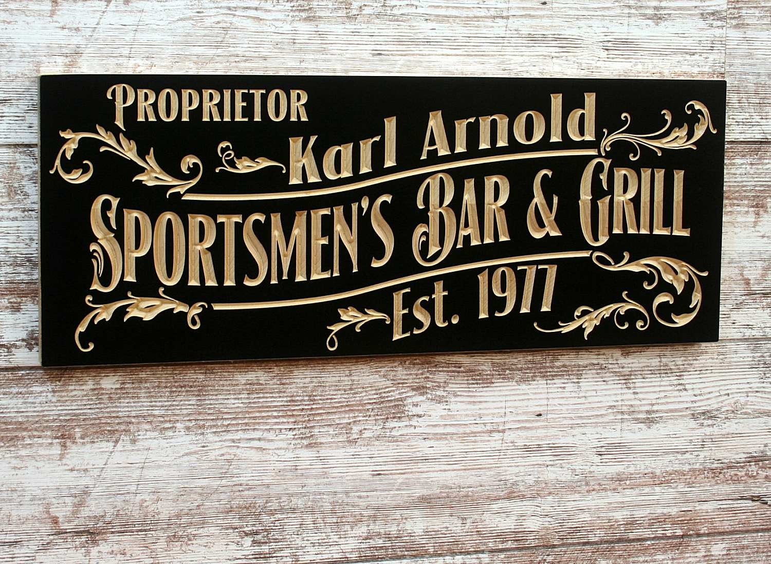 Custom Bar Theme Sign Custom Bar Sign Rustic Tavern Decor Custom Wood ...