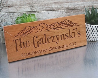 Custom Cabin Sign Personalized Sign Cabin Decor Wooden carved sign Mountains, Wood carved Sign Custom Signs Benchmark Signs TM-C