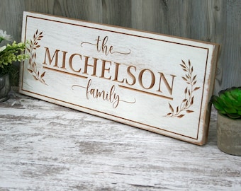 Personalized Family Sign New Home Gift Wood Sign Family Name Sign Engagement Gift Hanging Sign Gallery Wall Art Decor FL-K