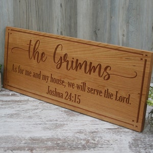 Custom Wooden Sign With Joshua 24:15 Personalized Family Name Perfect Wedding Gift   As For Me And My House We Shall Serve The Lord; SM9-C