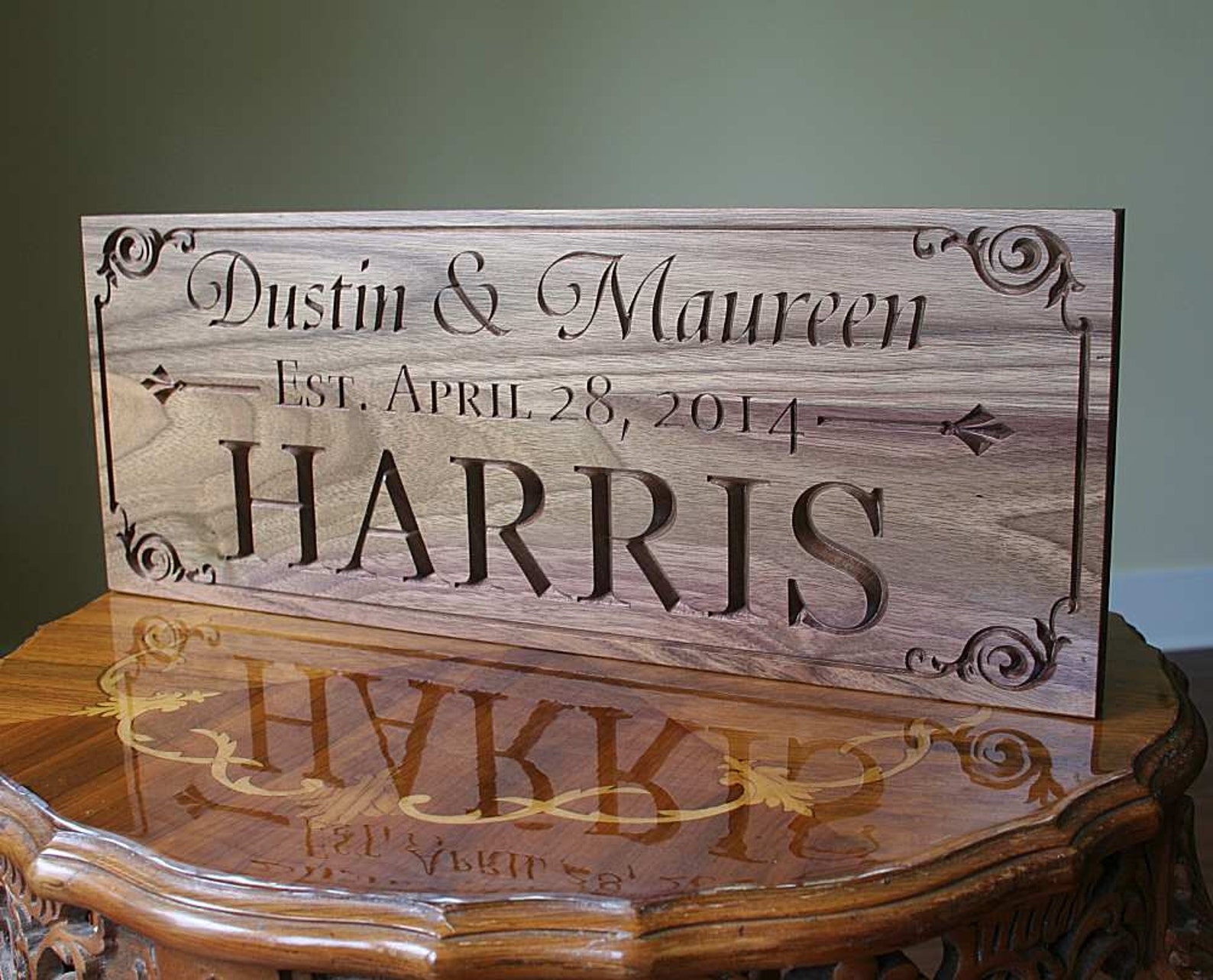 Family Name Sign Wood Established Sign Personalized Sign Carved Wooden ...