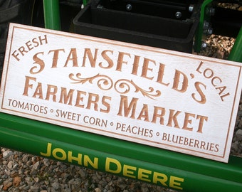 Rustic Farmers Market Stand Sign, Handcrafted Wood Sign, Custom Business Sign for Garden Markets FR-K