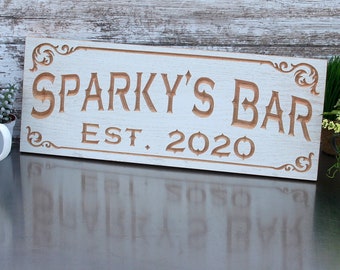 Handcrafted Bar Sign; Custom Wood Tavern Decor; Unique Beer Pub Plaque; Personalized Man Cave Decorations, Vintage Style Tavern Sign, OJ-K