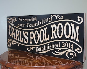 Billiards Gift; Custom Pool Hall Decor; Carved Wooden Victorian Man Cave; Groomsman Present; Gentleman's Game Fathers Day; KR2-B