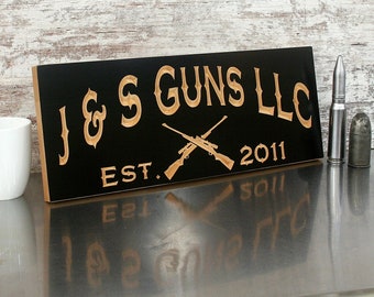 Personalized Gunsmith Workshop Sign; Custom Rifle Enthusiast Garage Decor; Handcrafted Wooden Hunting Plaque; Gift for Dad; CF-B