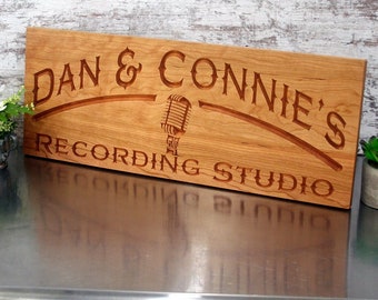 Personalized Vocalist Studio Sign; Rock Star Microphone Decor; Handcrafted Wooden Music Room Plaque; Singer Gift; Bar Wall Art; RE-C