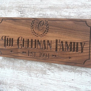 Custom Engraved Family Name Wood Sign Personalized Wooden Plaque Rustic ...