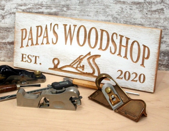 Woodshop Sign Gift for Papa Wood Workshop Sign Basement Bar Sign Gifts for  Men Bar Garage Grandparent Gift Personalized Gifts SD-K 
