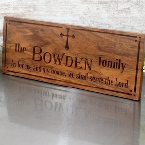 Personalized Family Name Sign Custom Wedding Gift As for me and my house we will serve the Lord Joshua 24:15 carved wood sign ST-W