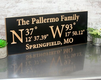Anniversary Gift; Personalized Where We Met Sign; Wedding GPS Coordinates Plaque; Lake Beach Family Decor; Longitude Wall Art; SC9-B