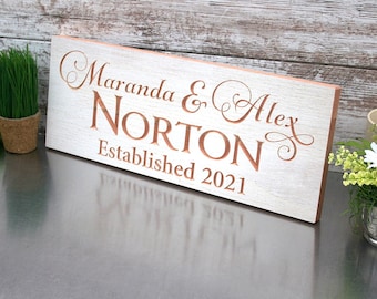 Anniversary Gift For Parents Custom Wooden Signs Personalized Family Established Sign Last Name Plaque Easy to Hang Realtor Gift GV-K
