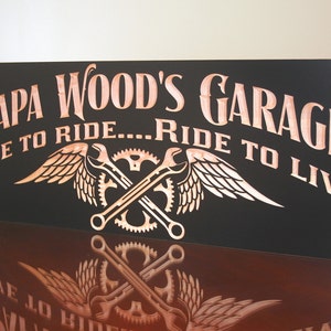 Motorcycle Sign Personalized Garage Sign Man Cave Sign Carved Wood Sign Guy Gift Tool Rules Signs Benchmark Signs LG-B image 10