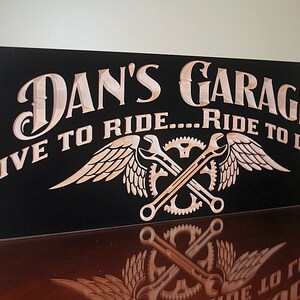 Motorcycle Sign Personalized Garage Sign Man Cave Sign Carved Wood Sign Guy Gift Tool Rules Signs Benchmark Signs LG-B image 9