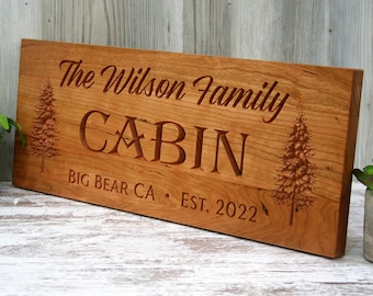 Cabin Sign Custom Man Cave Sign Rustic Wedding Signs Lodge Cabin Ranch Sign Lake House Sign Family Name Sign Camp Sign With Pine Trees TN-C