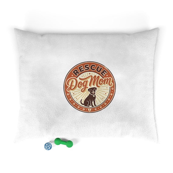Rescue Dog Mom Pet Bed | Vintage Badge Design, Sherpa Top