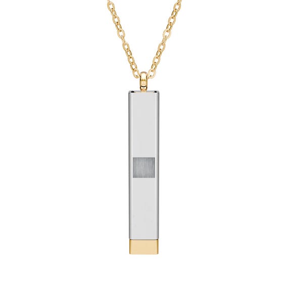 Hidden Message Sliding Bar Necklace | Mixed Metal, Engravable Pendant