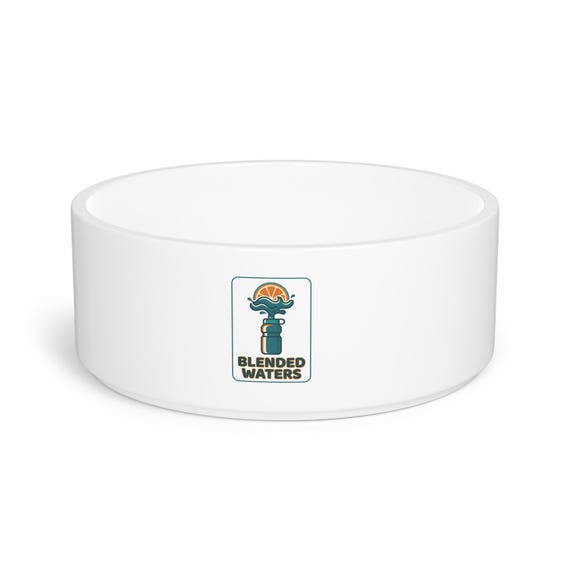 Blended Waters Logo Pet Bowl | Ceramic Dog Cat Feeding Dish