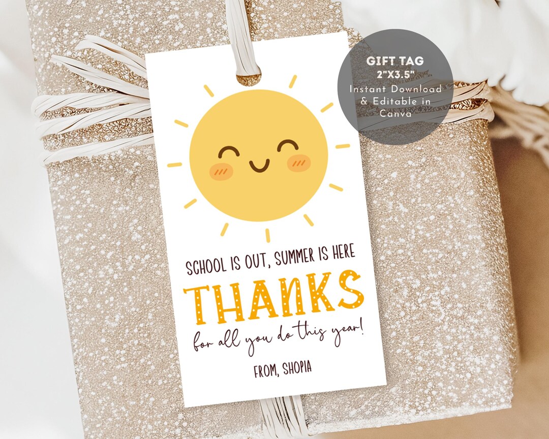 Editable Thanks for All You Do This Year Gift Tag, Summer Teacher ...