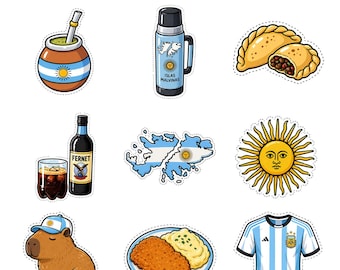 Argentina Printable Sticker Pack - Mate, Empanadas, Capybara, Football Shirt, Digital Download