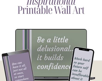 Lámina con cita inspiradora / Arte mural motivacional y divertido / Decoración minimalista moderna para oficina / Descarga digital
