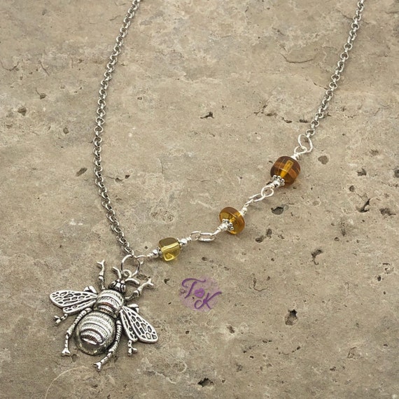 Honey Bee Collar Colgante honeycombegold /& Tono Plata Niñas Joyas Bolsa De Regalo