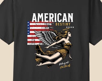 Winged Sentinels T-Shirt American Destiny Patriotic Tee Eagle Wings USA 250th Anniversary 1776-2026 Vintage Biker Shirt Comfort Colors