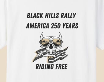 Black Hills Rally T-Shirt Motorcycle Tee USA 250th Anniversary 1776-2026 Vintage Patriotic Biker Shirt Rally Souvenir Comfort Colors