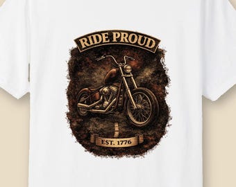 Chopper Motorcycle T-Shirt Ride Proud Heritage Tee Vintage Biker Shirt USA 250th Anniversary 1776-2026 Patriotic Rider Gift Comfort Colors