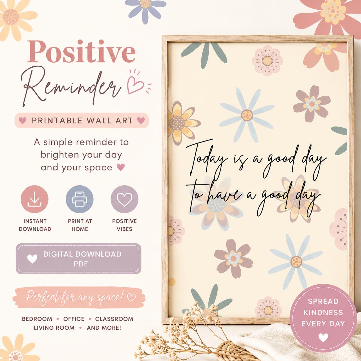 Positive Floral Quote Print | Inspirational Wall Art (digital Download ...