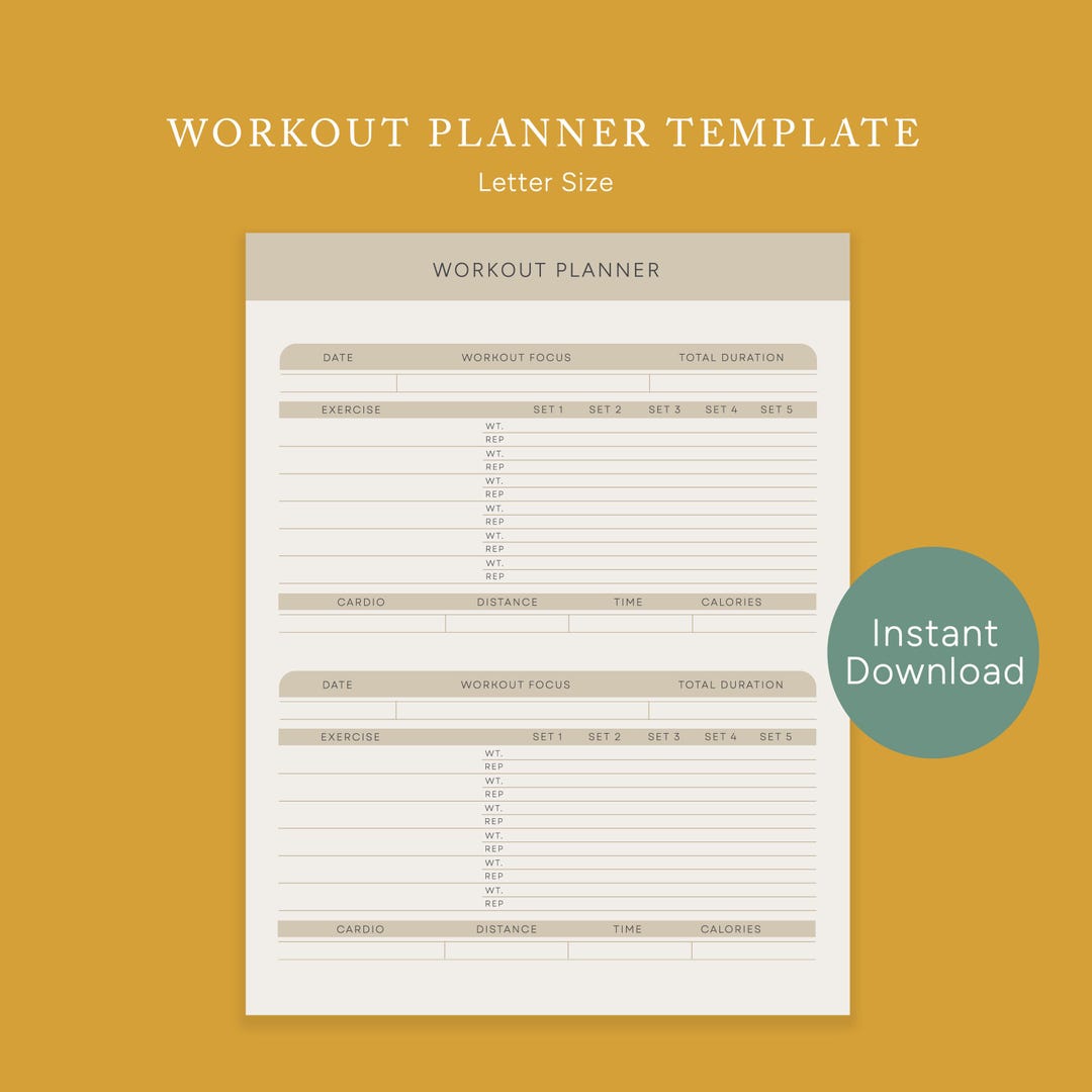 Minimalist Workout Planner Printable | Gym Log Sheet | Strength ...