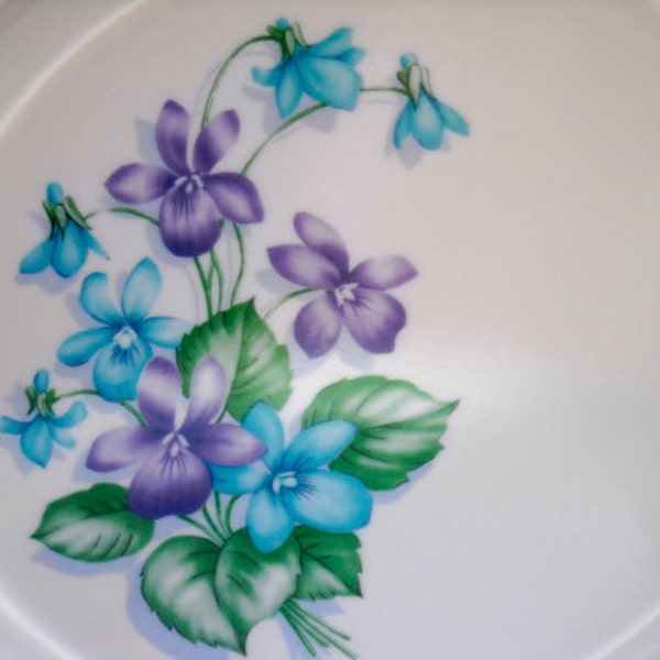 2 Plates Vintage Melmac Blue and Purple Violets