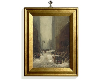 Mini Print Small Oil Painting Mini Framed New York City Art Canvas Prints Framed Wall Art City Print, Vintage City Print, Small Gold Frame